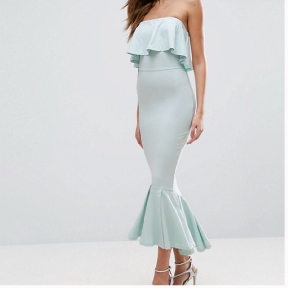 ASOS Dresses & Skirts - ASOS Tall Bandeau Pephem Ruffle Dress- Mint- Sz 4